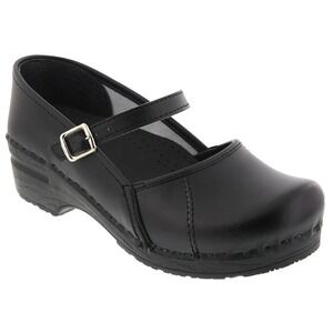 Klagn NEW Women's Black Leather Mary Jane Clog Shoes Comfort- Size 7.5